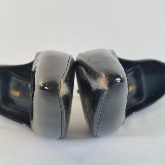 Saint Laurent Black Patent Leather Heels SIZE 36  Dust Bag Pumps 4" Zoe 85 ? - Picture 12 of 17